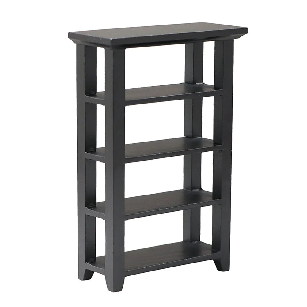 Simulation Frame Desktop Adornment Wooden Mini Bookcase Shelves Halloween Model House Furniture Supplies Black