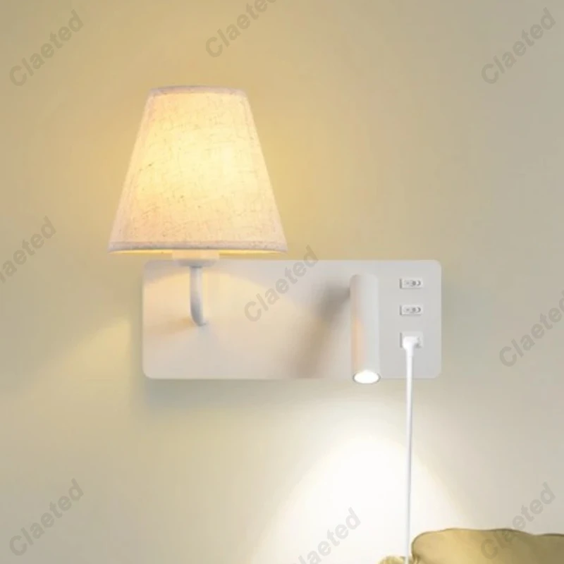 

LED Wall Lamp Modern with Touch Switch USB Port Bedside Bedroom Hotel Reading Light Room Decor Indoor Sconce Lighting Fixture
