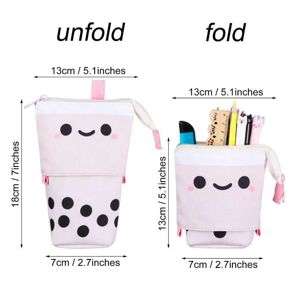 Portable School Supplies Large Capacity Stationery Makeup Pouch Telescopic Pen Bag Storage Box Pencil Case