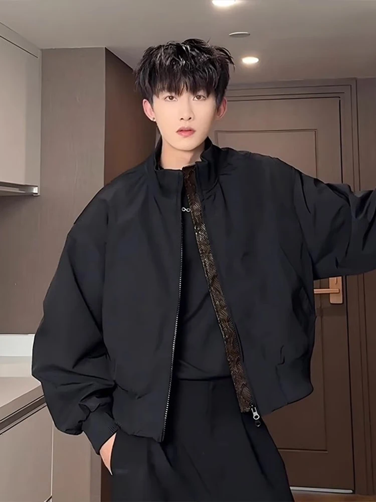 

Cleanfit Snake Print Patchwork ort Jaet Men's Spring Autumn Sle High Street American Baseball Coat Loose Fit Youth Trend