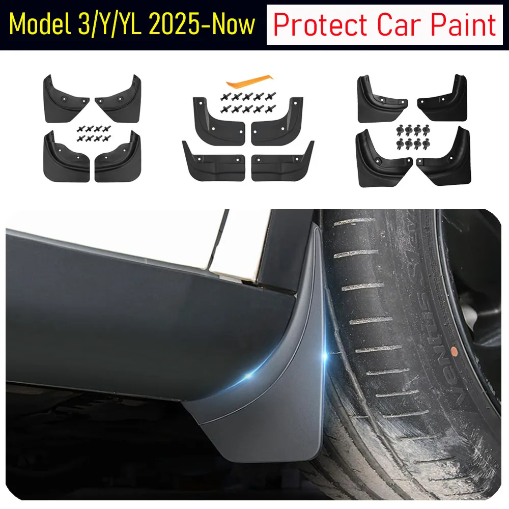 Garde-boue de protection de peinture pour Tesla Model 3 YL Model Y Juniper Accessoires 2026 2025 Protection de pneu Pare-boue Anti-éclaboussures