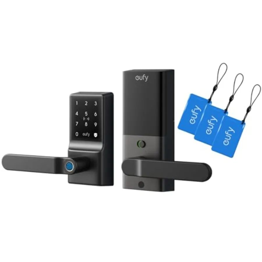 

Умный замок C33 с 3 NFC-картами, бесключевой дверной замок с отпечатком пальца, встроенной ручкой, Wi-Fi и дистанционным управлением, биометрический вход