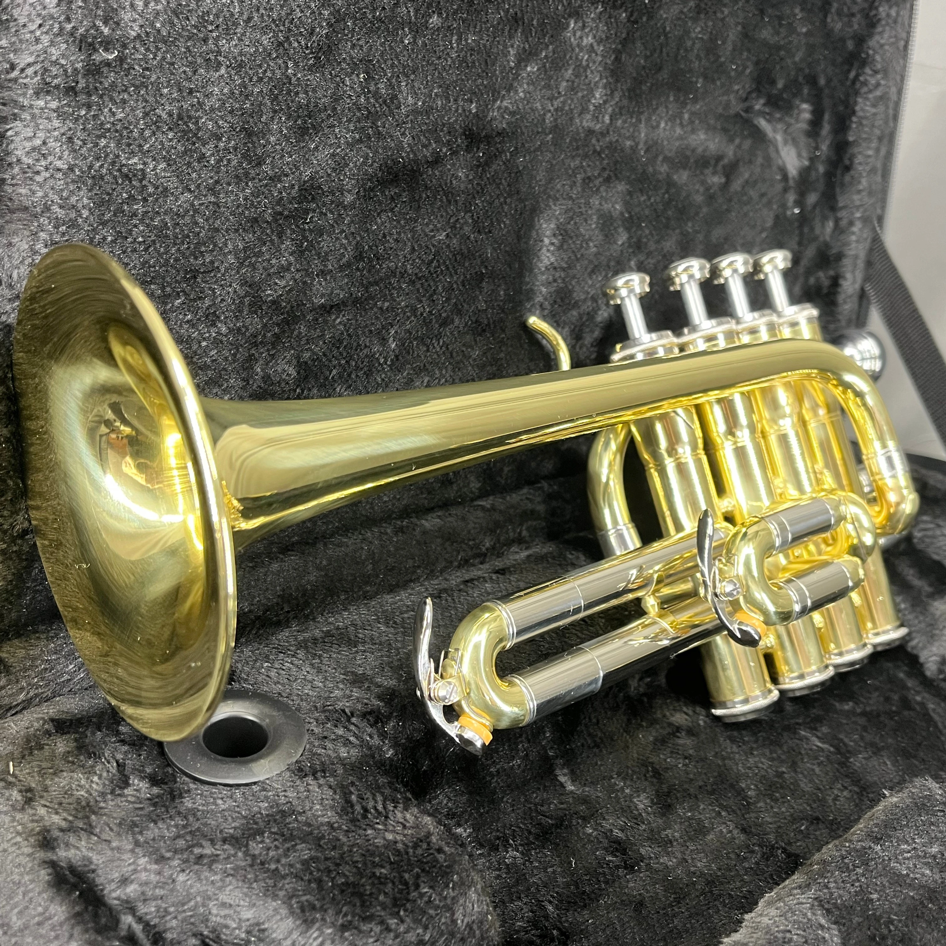 

Gold Lacquer Brass Bb/A Tone Piccolo Trumpet Brasswind Musical Instrument China Factory Made