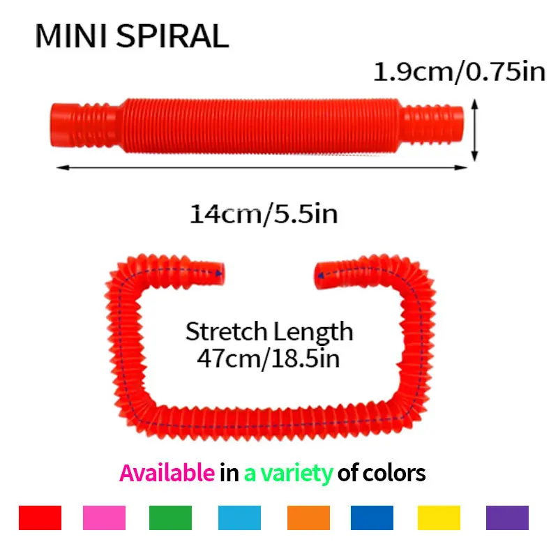 8pcs Colorful Plastic Pop Tube Toy Mini For Kids Stretching Tubes Corrugated Tube Children Adult Stress Relief Toys Gift