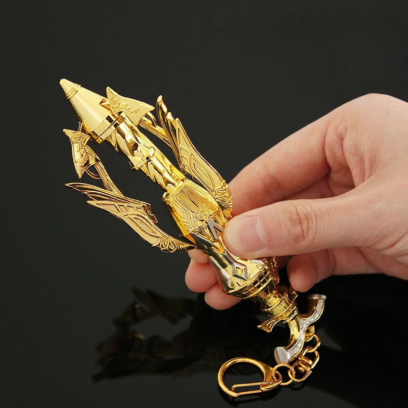 Game Weapon Anime Surroundings 12CM removable hidden weapon Flying Divine Claw gold zinc alloy model Handicraft Decoration Toys