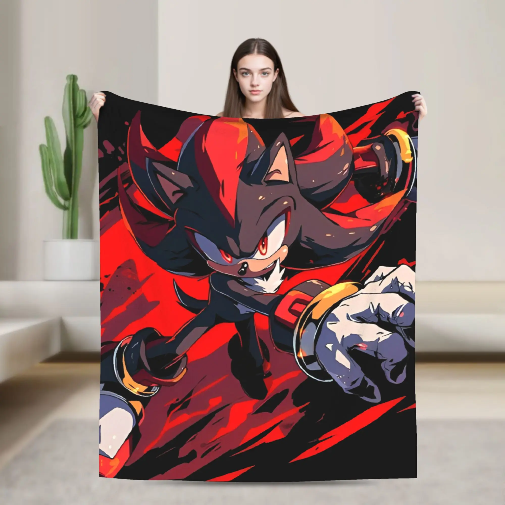 The Hedgehog Shadow Blankets Fleece Summer Air Conditioning Game Breathable Super Soft Throw Blankets for Bed Office Bedspread