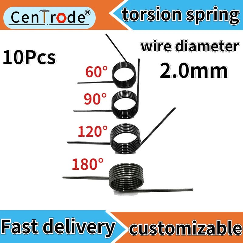 Torsion spring Wire diameter 2.0mm V-type spring torsion spring small torsion spring Angle 180/120/90/60 degree 10piece