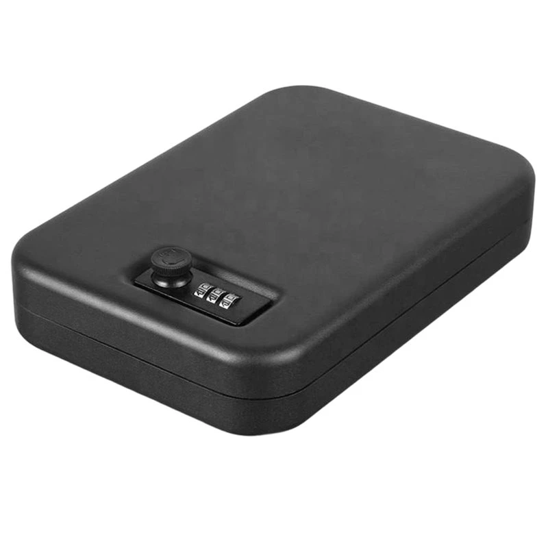 T19C Portable Safe-Top Opening Personal Steel Travel Combination Lock Box With 1500-Pound Test Tether Cable For Car,Desk Home