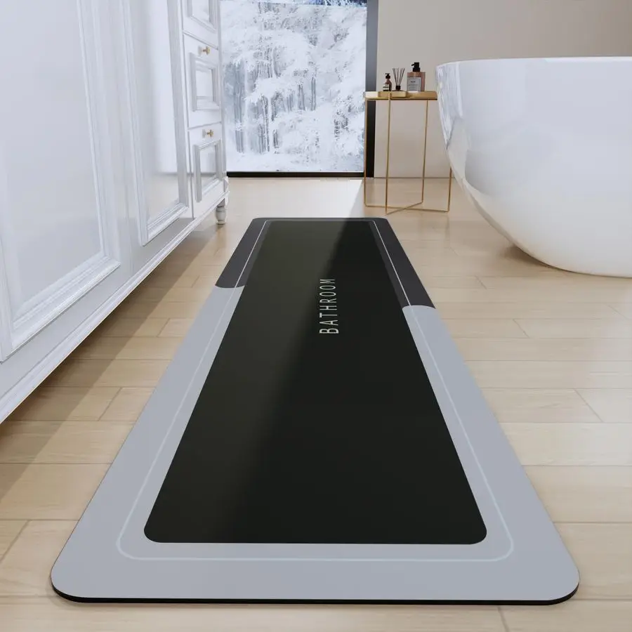 

Коврик для ванной, супервпитывающий, нескользящий, быстросохнущий, тонкий резиновый коврик для душа, подходит под дверь, размер S