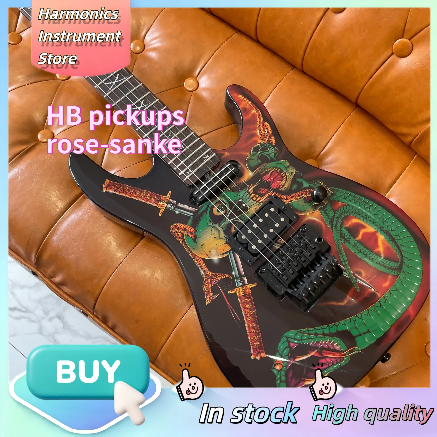 1993 ES G- Lynch & Snakes Signature Electric Guitar HH Humbucker Pickups, Floyd‑Rose Locking Tremolo Bridge Metal Guitar