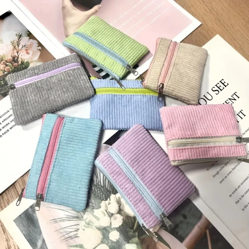 Fashion Multi-Colored Corduroy Bag Small Zipper Change Bag Portable Bag Women Men
