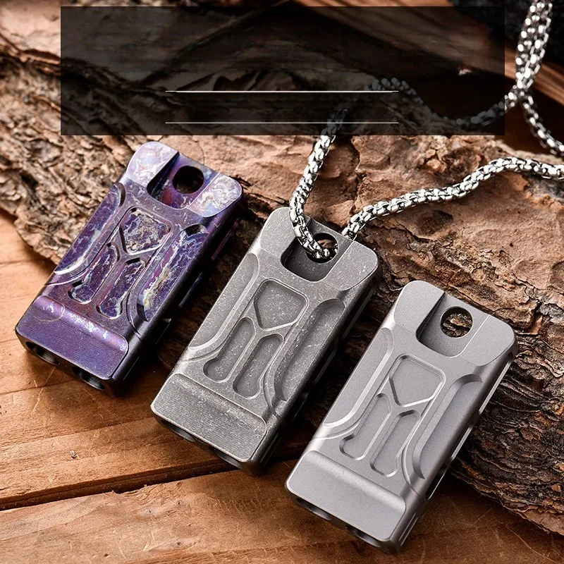 High-Decibel Outdoor Titanium Alloy Whistle High-Frequency Loud Dual-Tube Matte Metal Whistle for Safety and Emergency Use
