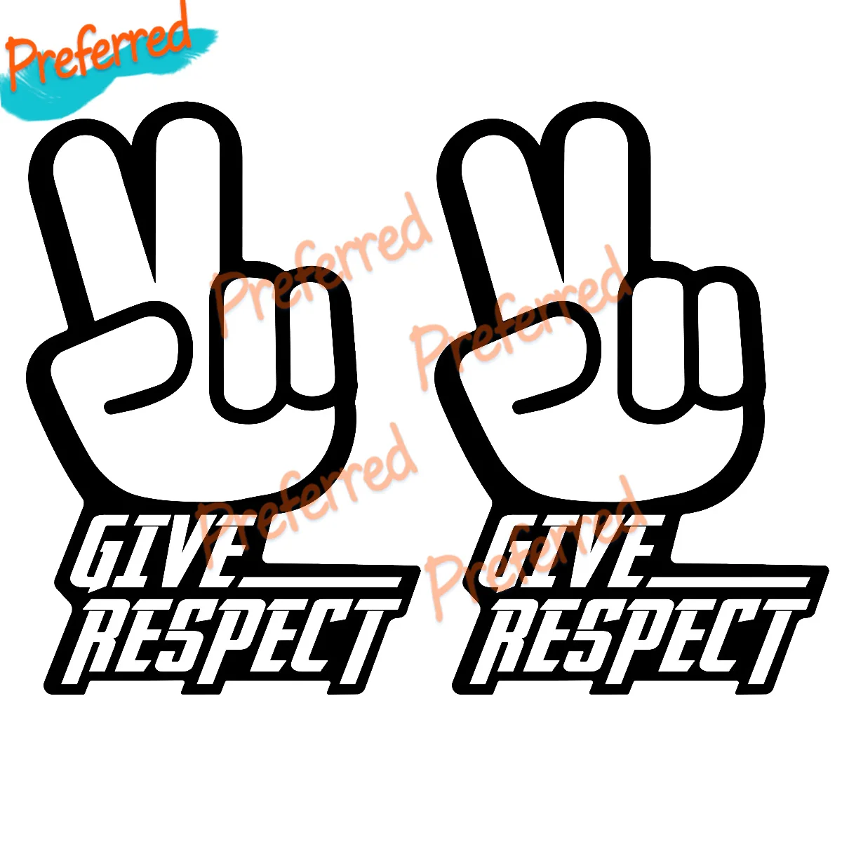 2 Adesivos Personalizáveis GIVE RESPECT BIKERS GIVE RESPECT MOTORBIKE para Carro, Moto, Caminhão, Trailer - Sem Fundo, em Qualquer Tamanho