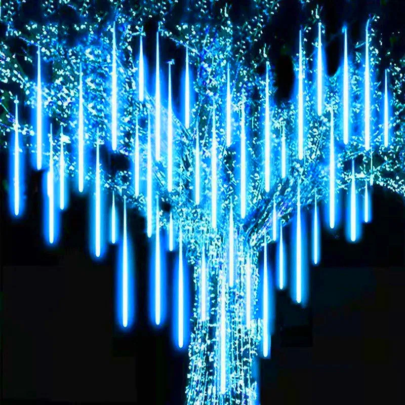 US Plug/EU Plug 8Tubes LED Meteor Shower String Lights Street Decoration Fairy Lights Garland Wedding Christmas Outdoor Lighting