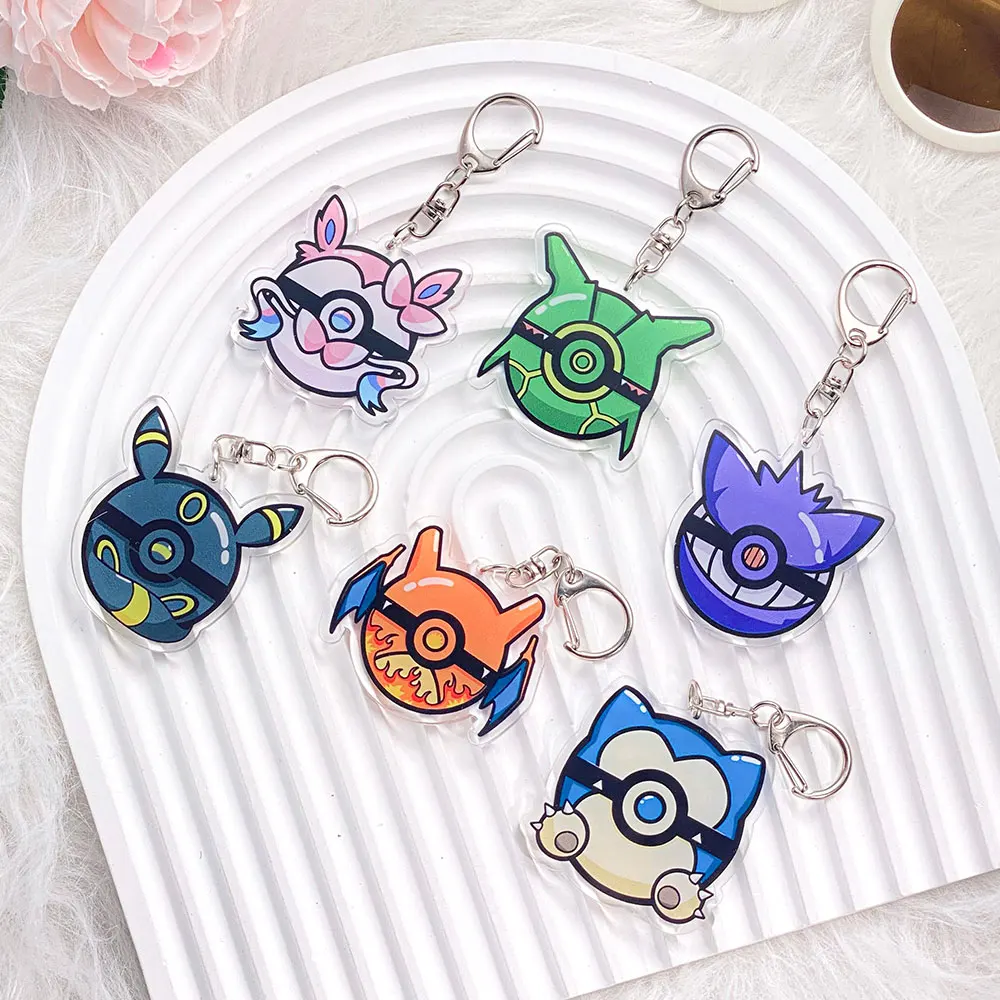 1/20PCS Pokémon Characters Pikachu Bulbasaur Acrylic Keychain Bag Charms Accessories Backpack Pendant Key Holder Friend Gifts