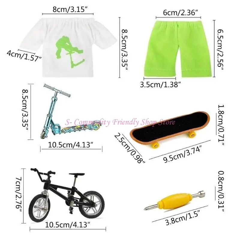 85AE Finger Skateboard Set Finger Roller Skates Finger Scooter Finger Scooter Mini Skateboards Finger Bike Finger Swing Board