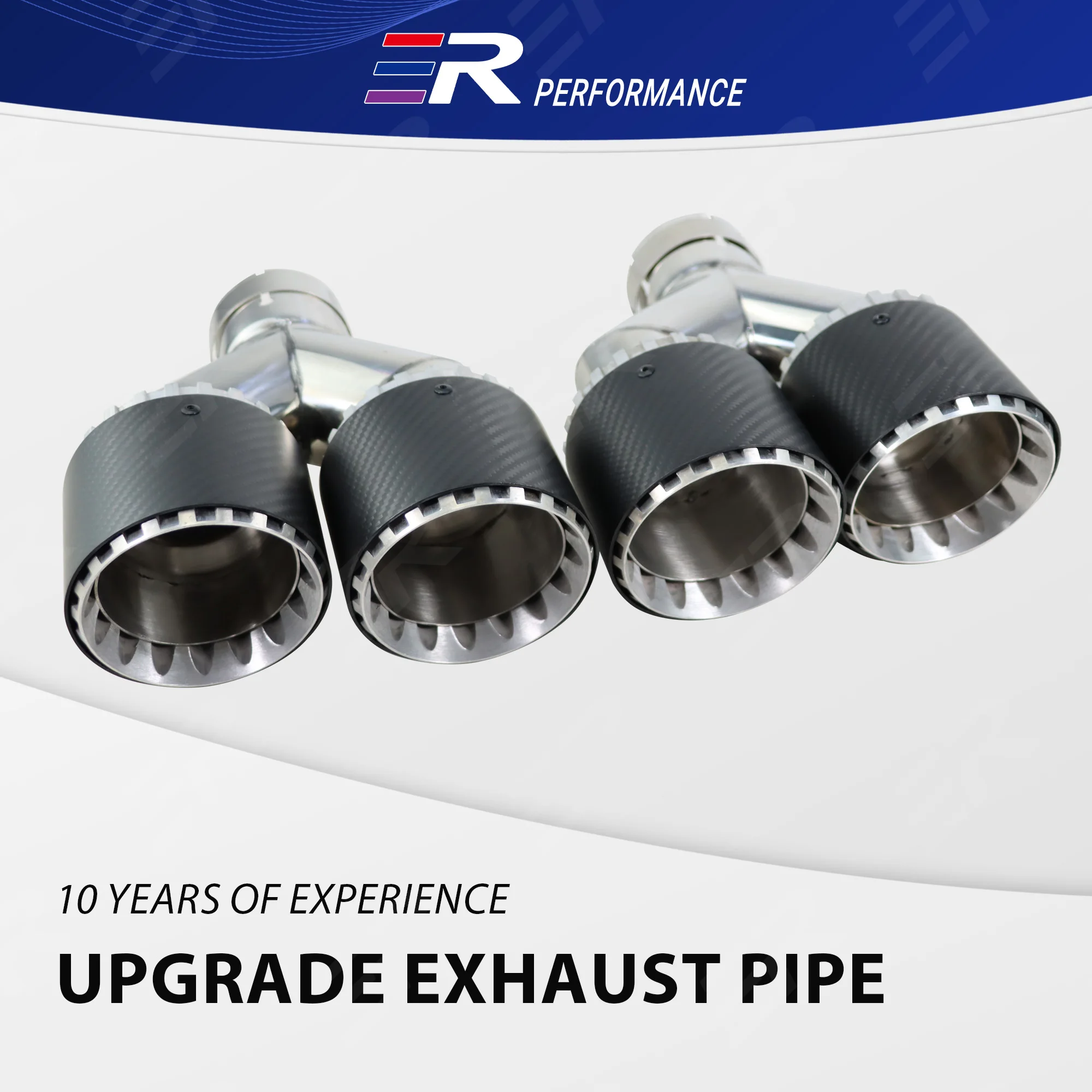 

1pcs ER Universal Exhaust Tip matte Real Carbon Fiber silver stainless for Car Accessories Tail Pipe modification