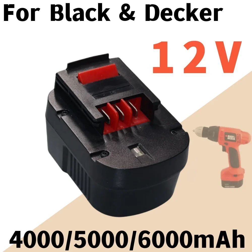 For Black & Decker 12V 4000/5000/6000mAh Ni-MH Battery A12ex Fsb12 Fs120b A1712 HP12k HP12 Electric Tool Replacement