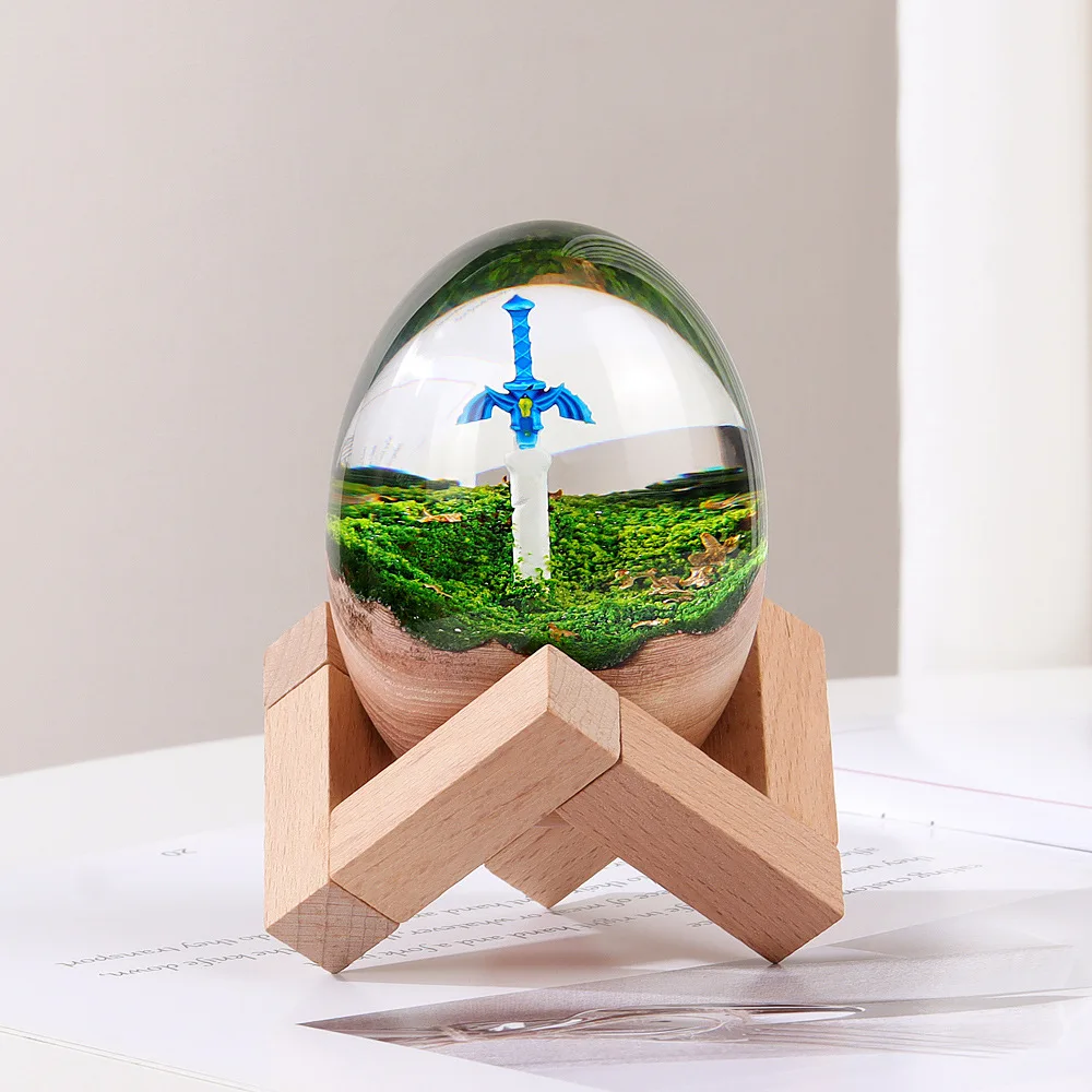 

The Legend of Zelda Master Sword sword foreign trade egg-shaped transparent epoxy resin solid wood art miniature ornaments