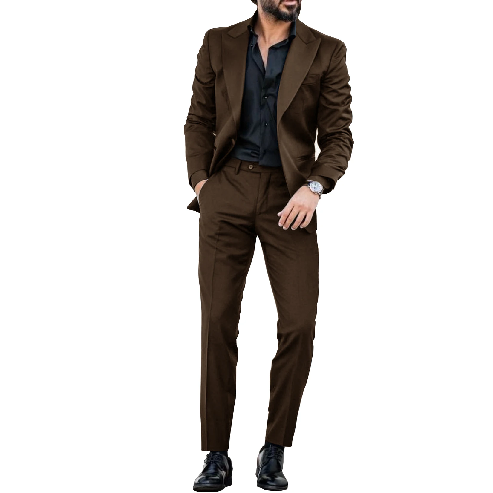 Traje Color Cafe Hombre Traje De Piezas Para Hombre, Esmoquin De