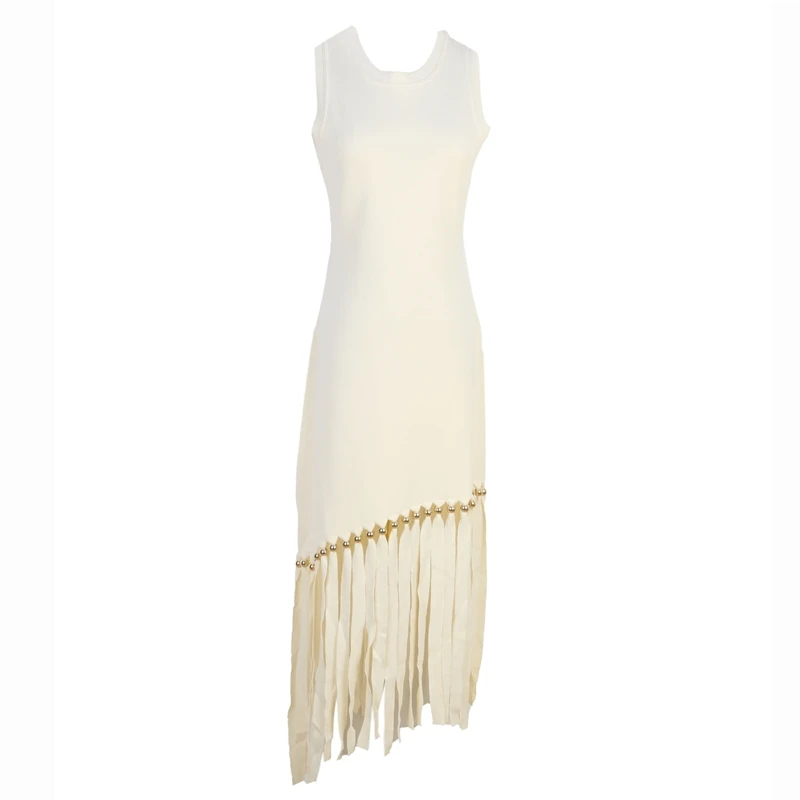 Ele Long Knitted Dr Slim Fit Svel Vintage Tassel Trim Wrap Around Skirt High Waist Silk Tead Lace Summer Dr - Image 4