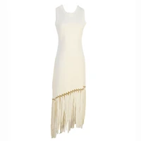 Ele Long Knitted Dr Slim Fit Svel Vintage Tassel Trim Wrap Around Skirt High Waist Silk Tead Lace Summer Dr - Image 4
