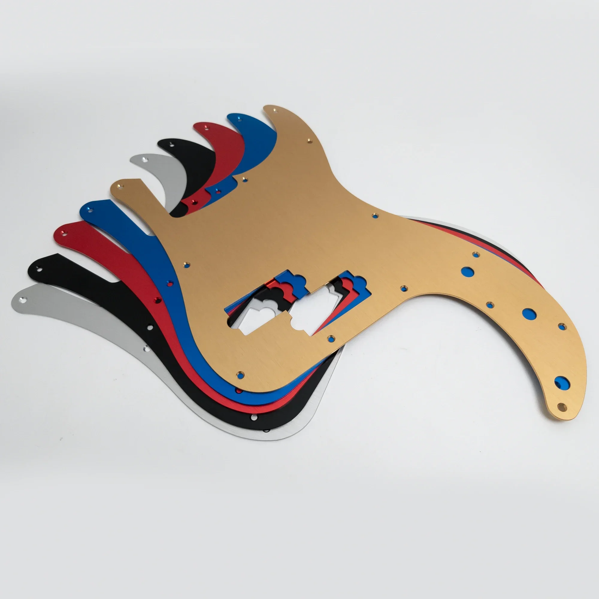 13-Hole Brushed Aluminum Bass Pickguard, Anodized Scratch Plate for PB Style Bass Guitar, Replacement Accessory