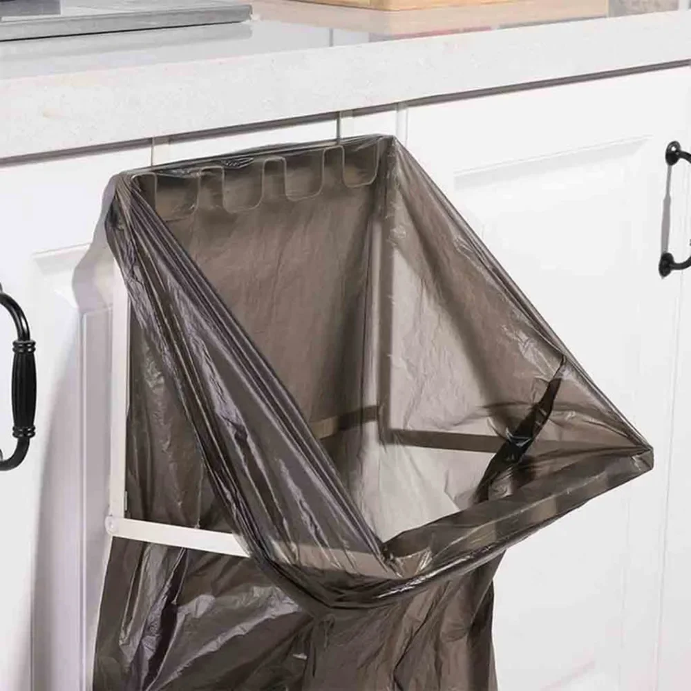 

Foldable Garbage Bag Holder Cupboard Door Back Trash Bag Rack Kitchen Hanging Trash Racks Garbage Bags Kitchen Accessories