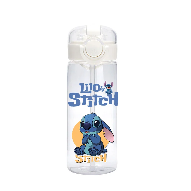 การ์ตูน Disney Lilo Stitch ถ้วยฟางขวดน้ําดื่มถ้วย Kawaii Stitch แบบพกพากีฬากลางแจ้งถ้วยน้ําเด็กของขวัญ