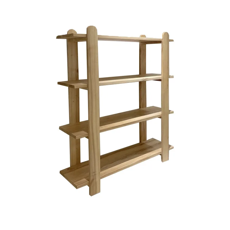 

Japanese style Nordic ash wood solid floor to ceiling bookshelf log wind storage rack