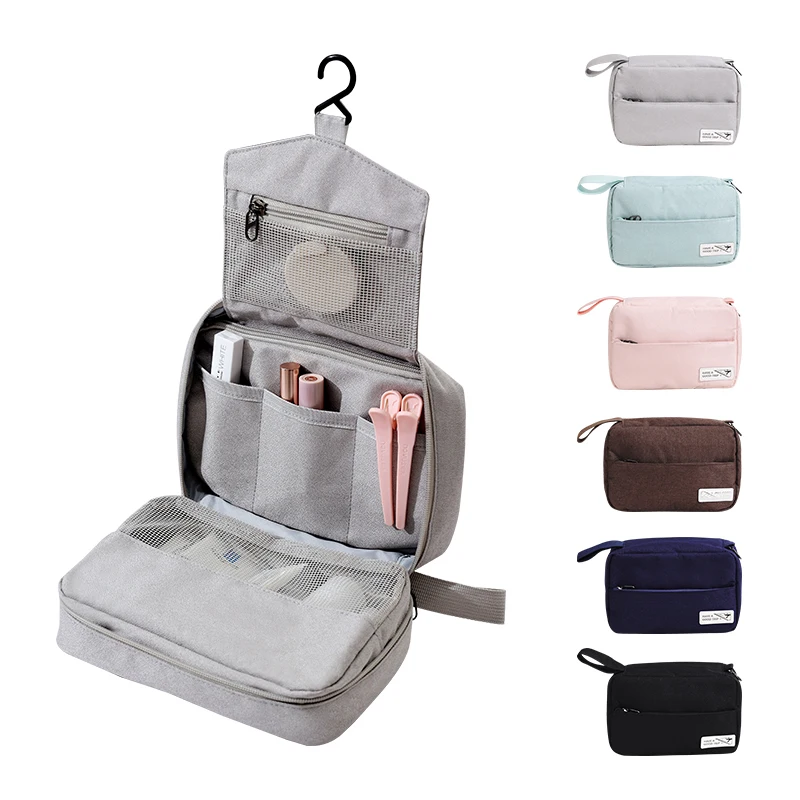 Water-resistant Shaving Bag for Toiletries Accessories, Foldable Storage Bags with Divider and Handle for Cosmetics Brushes Tool