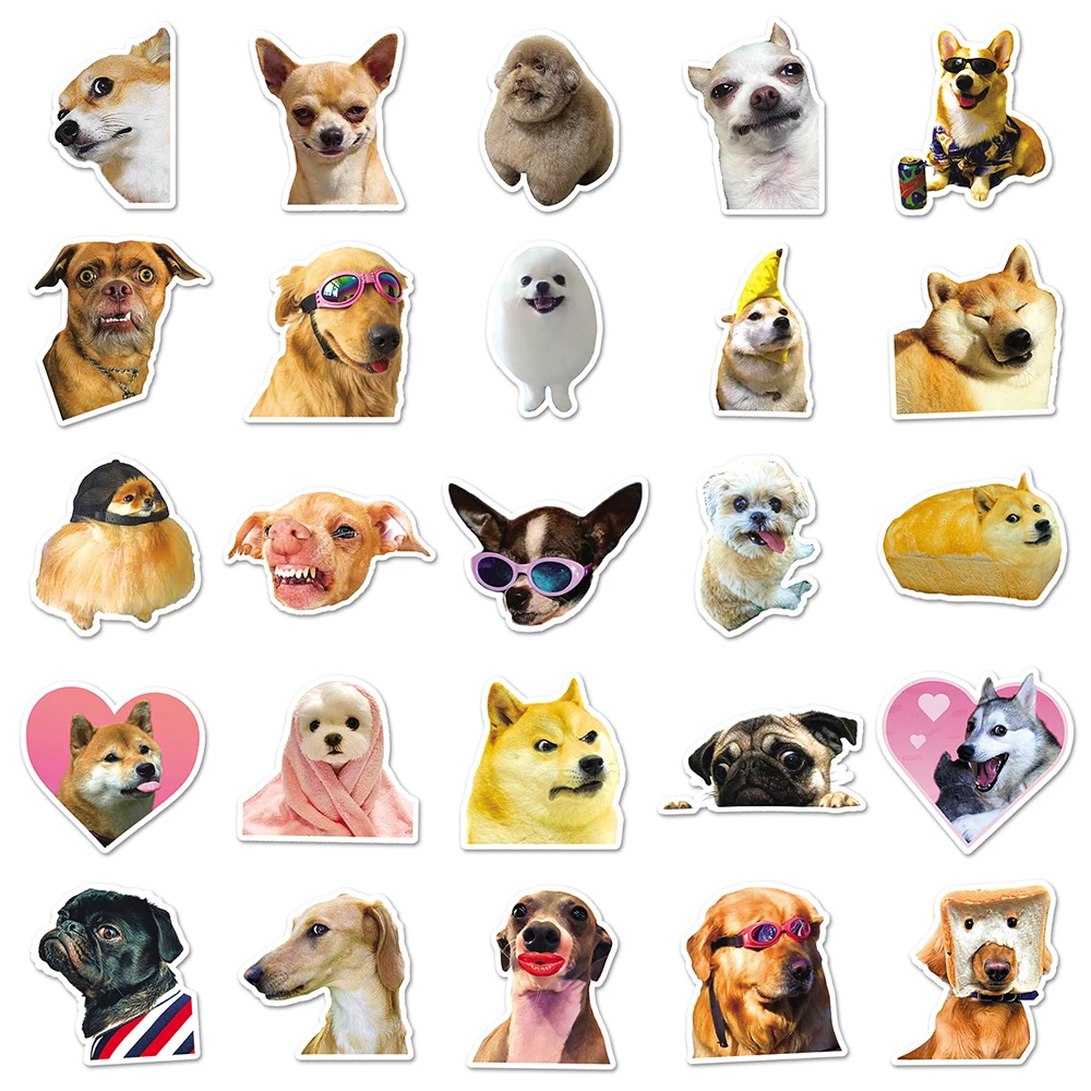 10/30/50PCS Dog MEME Funny Sticker Decals Waterproof Decoration Phone Luggage Fridge Laptop Car Cute Animal Sticker Toy Gift