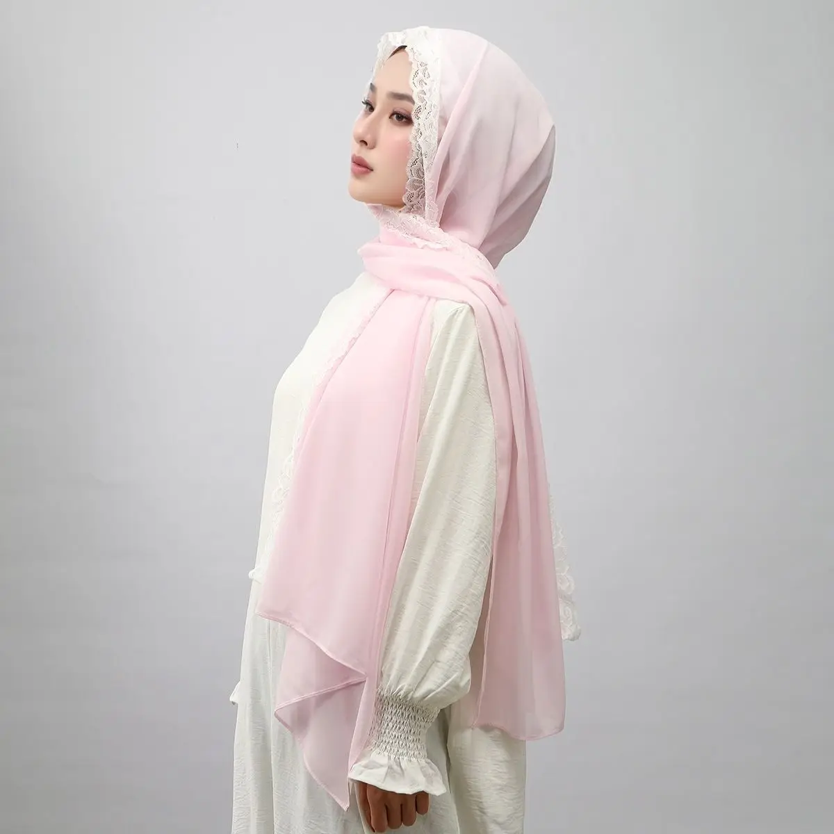 Lace Long Scarf Women Muslim Hijab Shawl Wrap Islamic Stoles Headscarf Bandanas Headband Bufanda Foulard Turbante Mujer 180*70cm 4