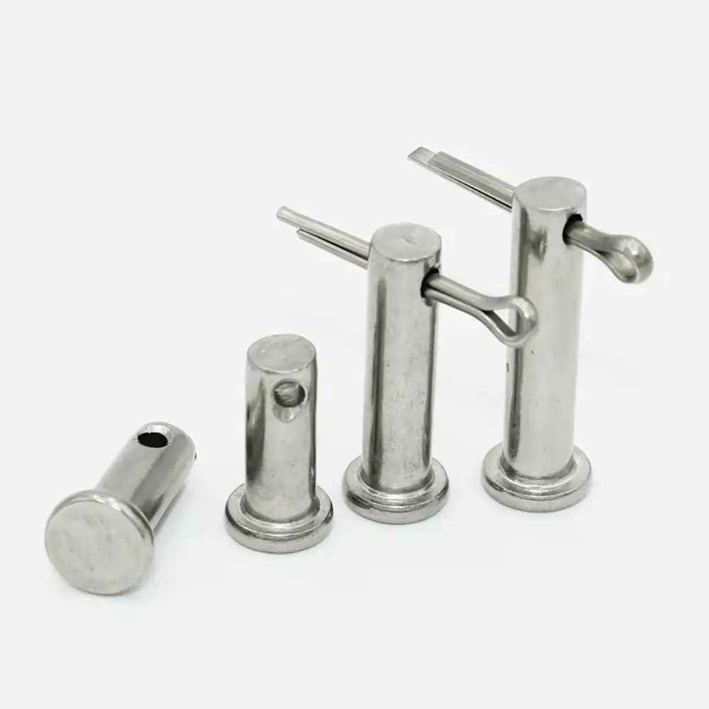 10Pcs/Set Durable M4 Pin Shaft Cotter Flat Head 304 Stainless Steel Positioning Pin Cylindrical with Hole Plug Pin Set