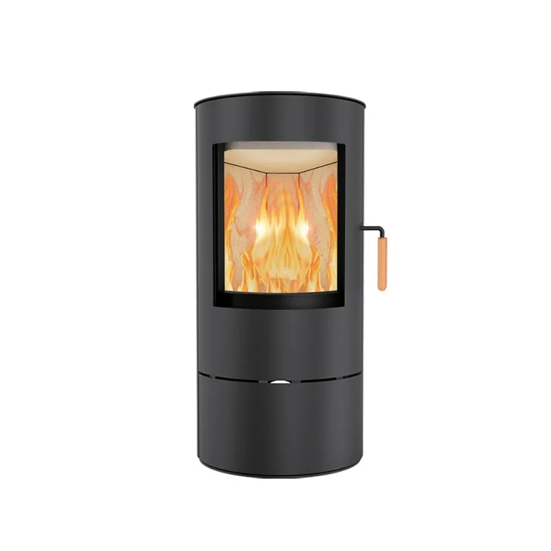 

7KW Round Design Smokefree Eco-friendly Indoor Black Steel High Efficiency Wood Burning Stove Wood Heater Cast Iron Wood Stove