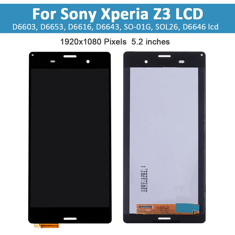 5.2\'\' Original Quality For SONY Xperia Z3 D6603 D6633 D6653 L55T LCD Display Touch Screen Digitizer Assembly Replacement Parts