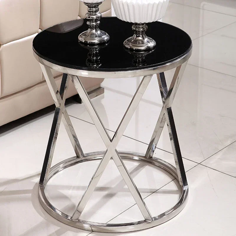 Stainless Steel Sofa Side Table Corner Table Small Apartment Living Room Round Coffee Table
