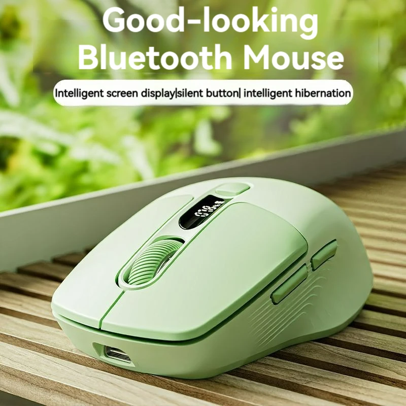 Dual Mode Wireless Mouse with Smart Display, Mute Keys, 3-Speed DPI Adjustment, Good-Looking Mouse, Bluetooth 2.4G