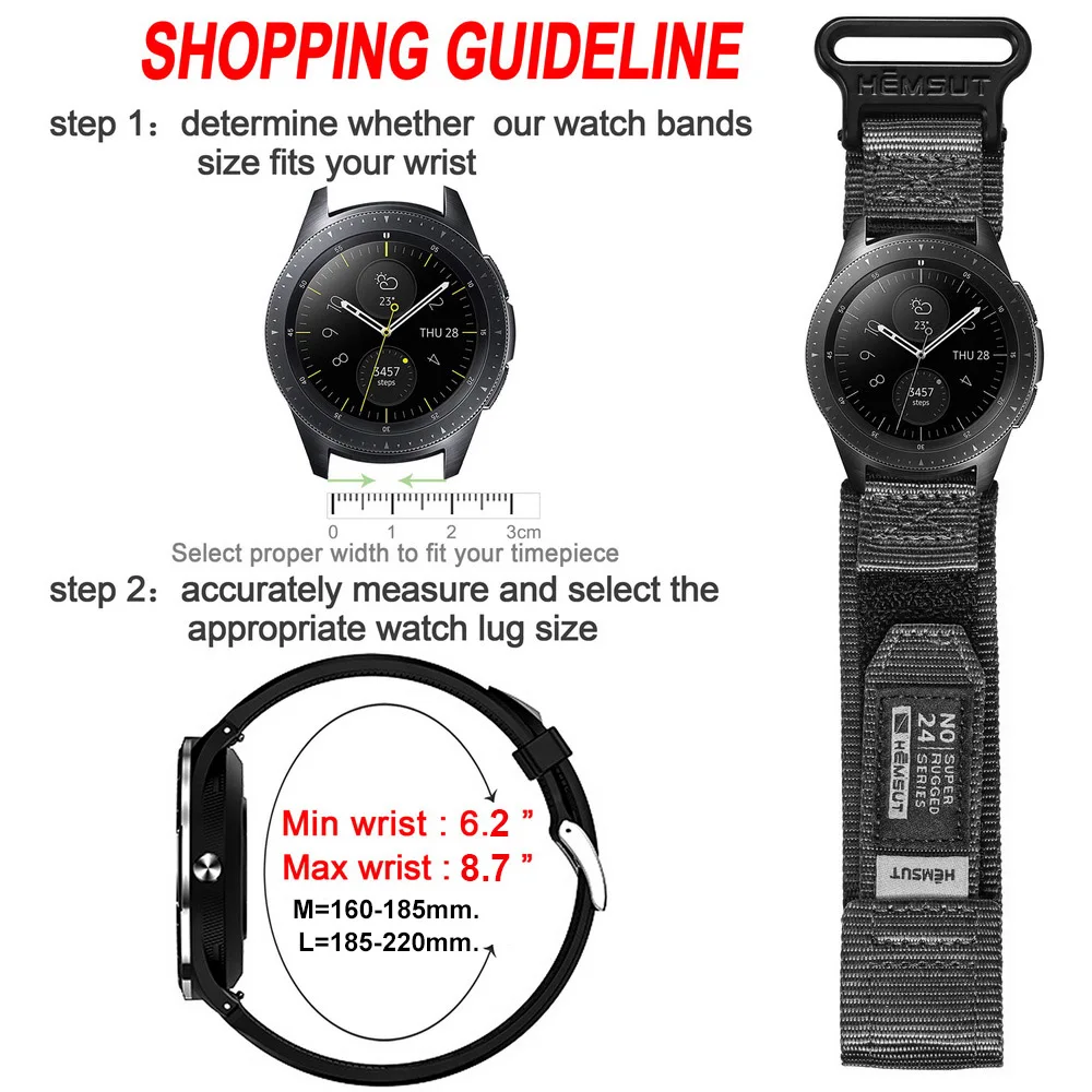 HEMSUT Nylon Sport Military Watch Band Compatible With Citizen Wrist Straps For Men Quick Release 20MM 22MM