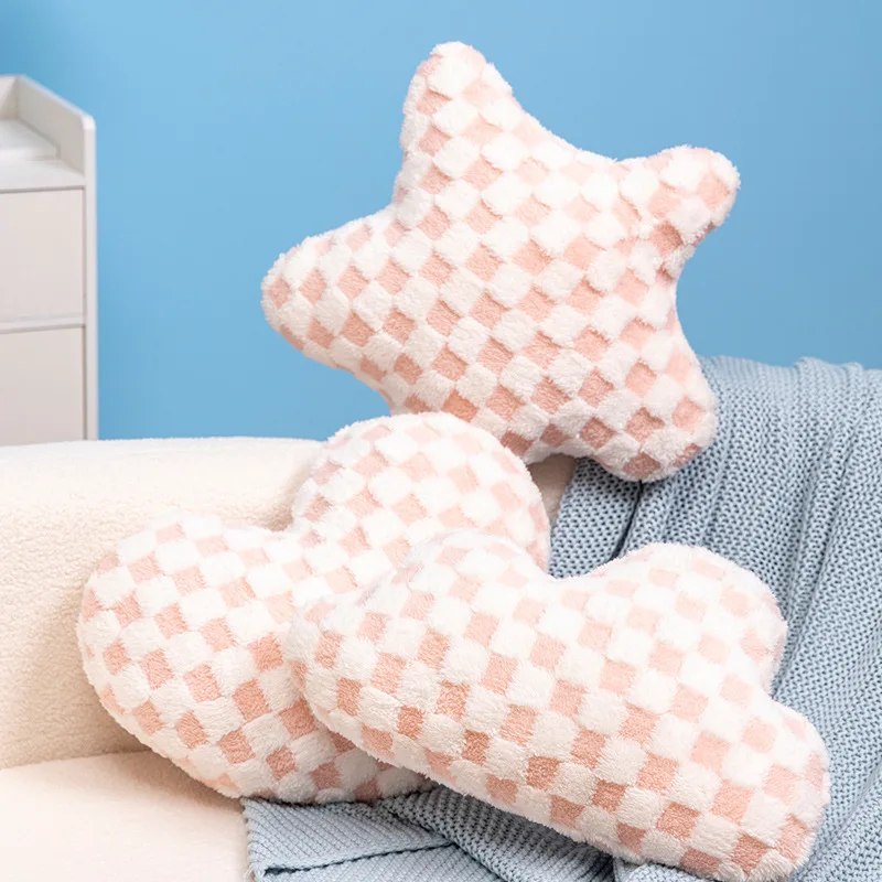 

Heart Plush Pillow Star Sofa Stuffed Cushion Checkered Cloud Soft Pillow for Girls Office Dormitory