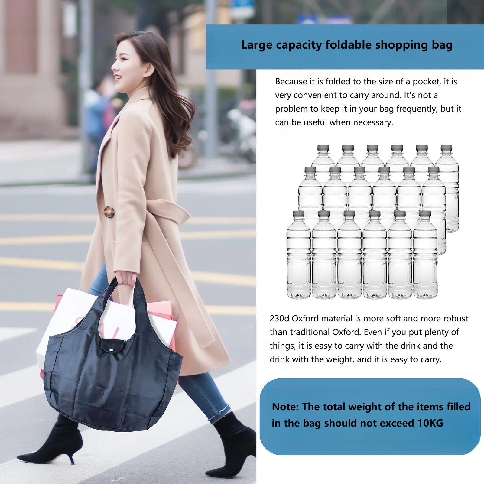 Reusable Grocery Bags Large Washable Shopping Bags Foldable Environment-Friendly Nylon Heavy-Duty Pocket Handbags