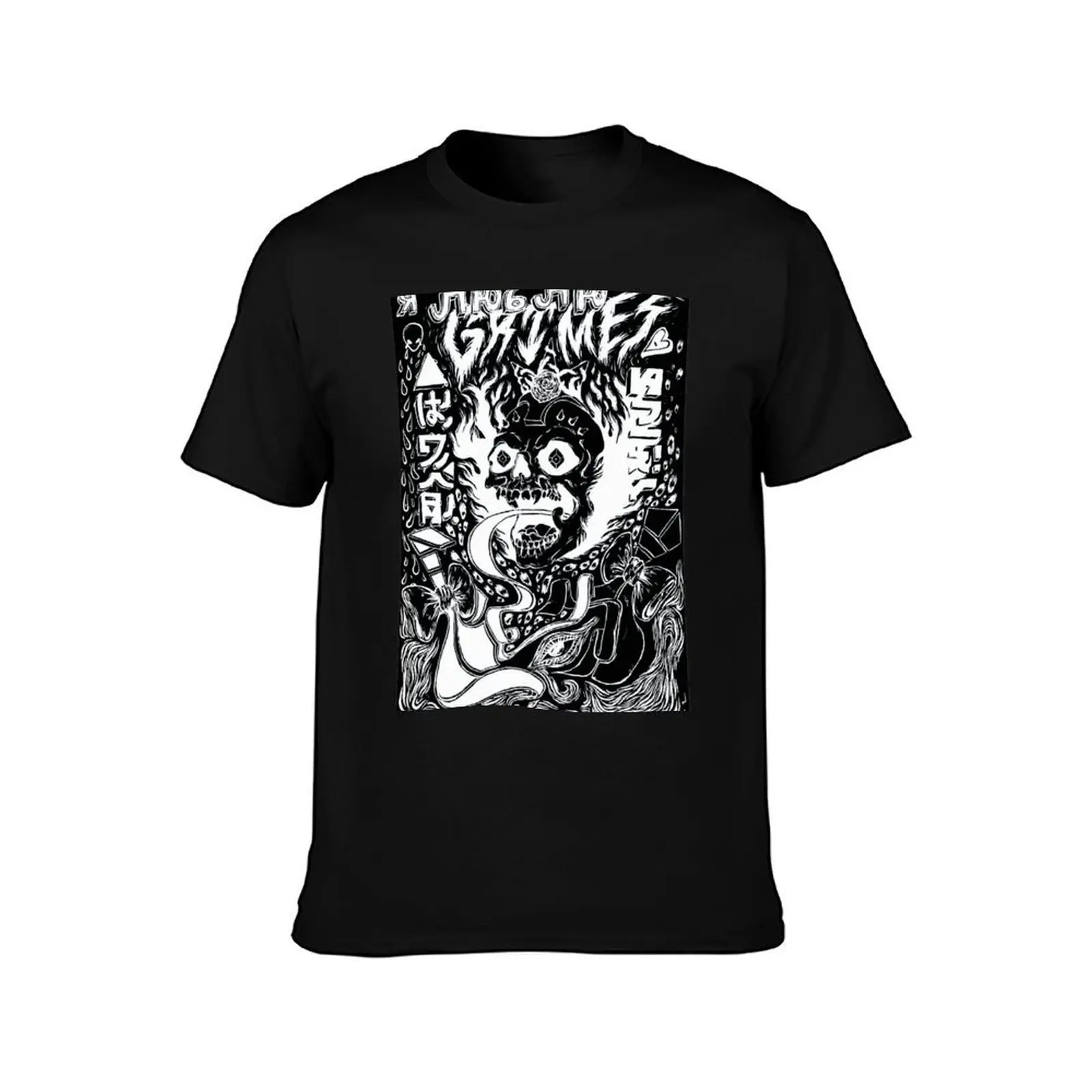 Visions on Black T-Shirt, Summer Casual Cotton Tee, Oversized Streetwear Tops, Vintage Graphic Print, Loose Fit Short Sleeve