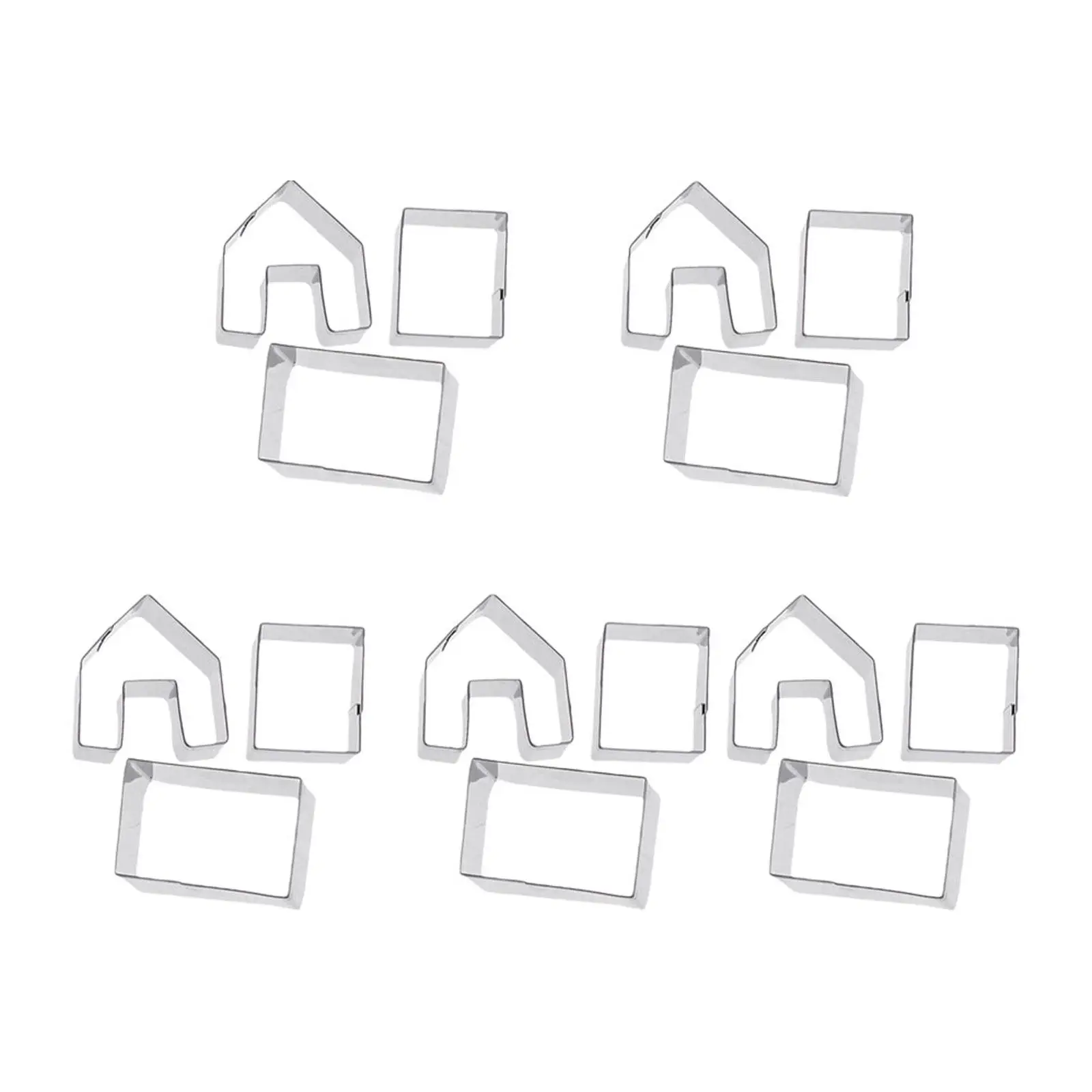 5Sets Rust Proof Stainless Steel Gingerbread Cookie Cutters Christmas Biscuit Molds for DIY Baking Fondant Pancakes Fruits