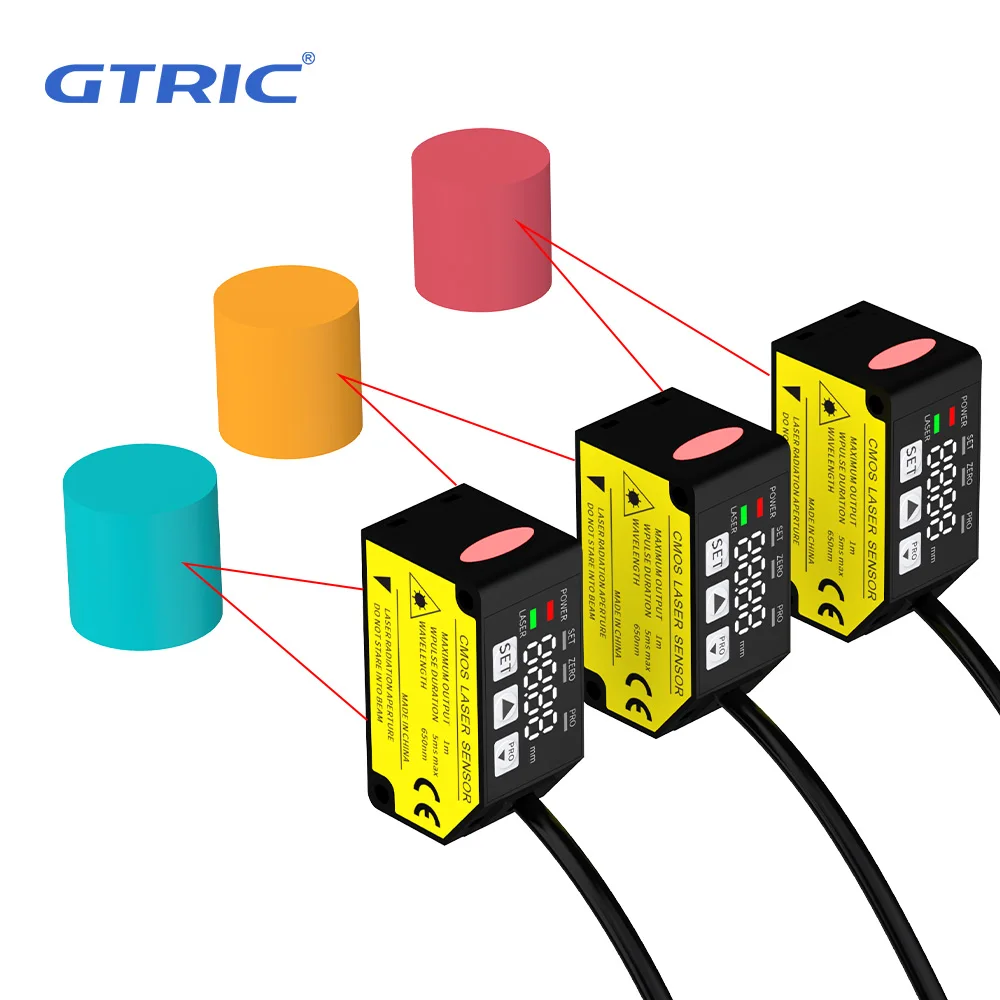 GTRIC CMOS tipo Laser distanza che varia sensore fotoelettrico interruttore di spostamento NPN PNP tensione corrente di uscita precisione 0.01mm