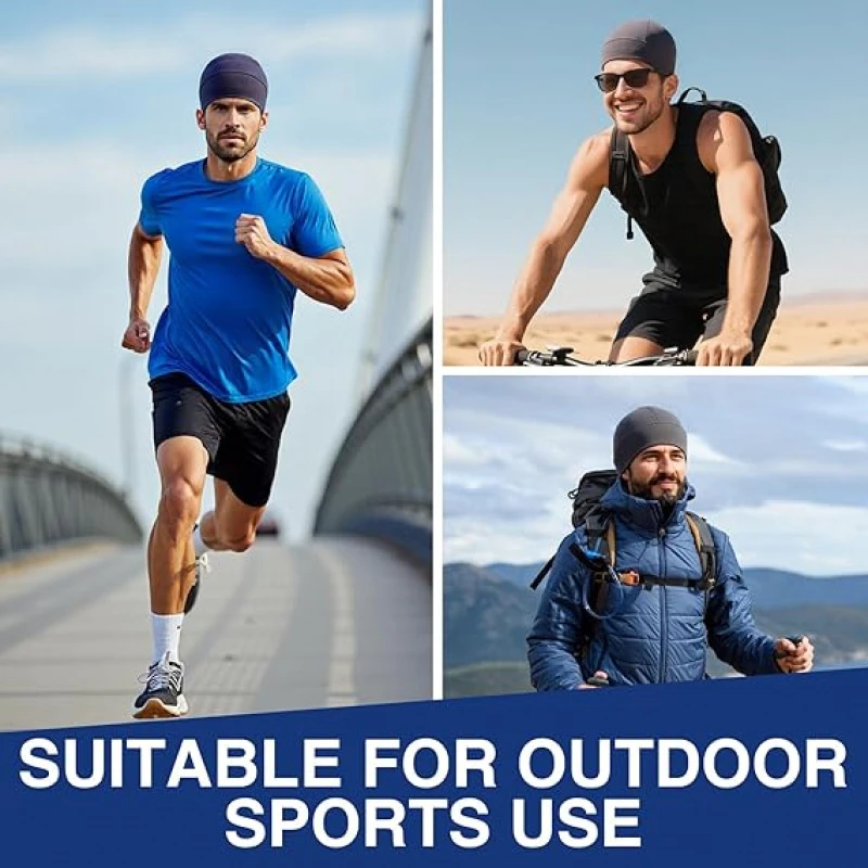 7pcs Men'S Winter Skull Caps, Beanie, Men'S Beanie, Men'S Beanies Hats, Bicycle Cap, Warm And Non-Bulky, Comfortable And Form-Fitting, Perfect for Cycling, Jogging, And Outdoor Activities - Soft And Windproof