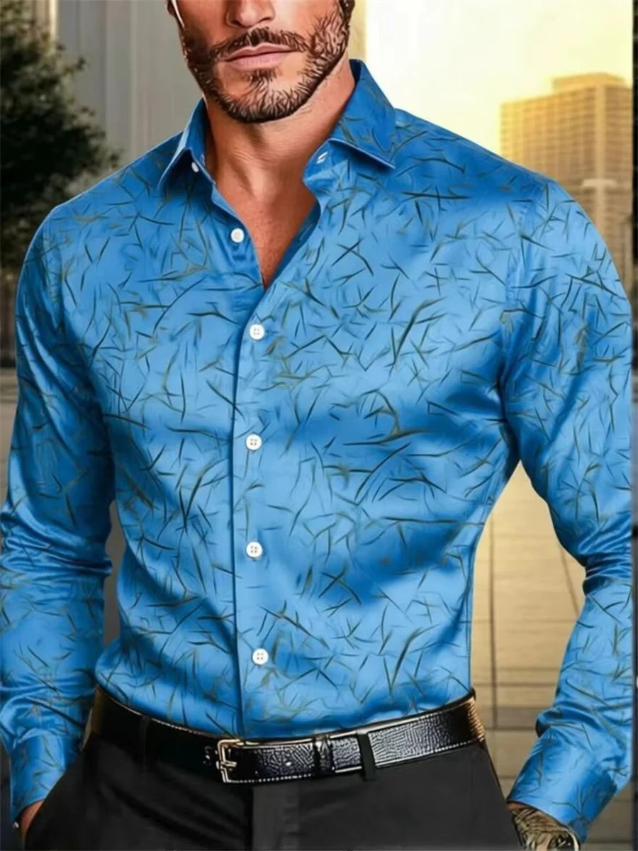 

New digital printed men's long sleeved shirt, casual and comfortable, fashionable and trendy, street outdoor, soft fabric