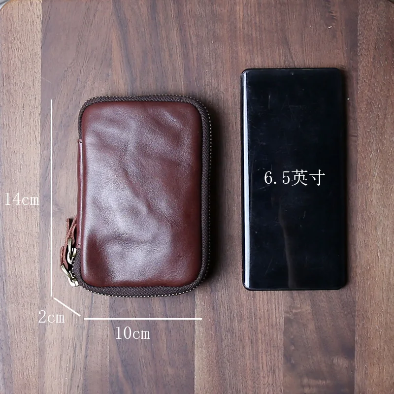 Genuine Leather Multifunctional Key Bag For Men Large Capacity Cowhide Change Driver\'s License Bag Personalized Handmade Wllet