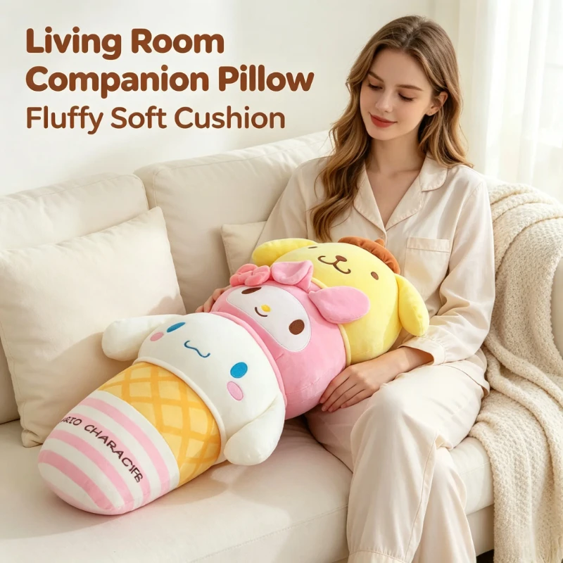 Kawaii Hello Kitty My Melody Long Body Cushion, Soft Plush Stuffed Pillow, Cute Sofa Bedroom Companion Pillow