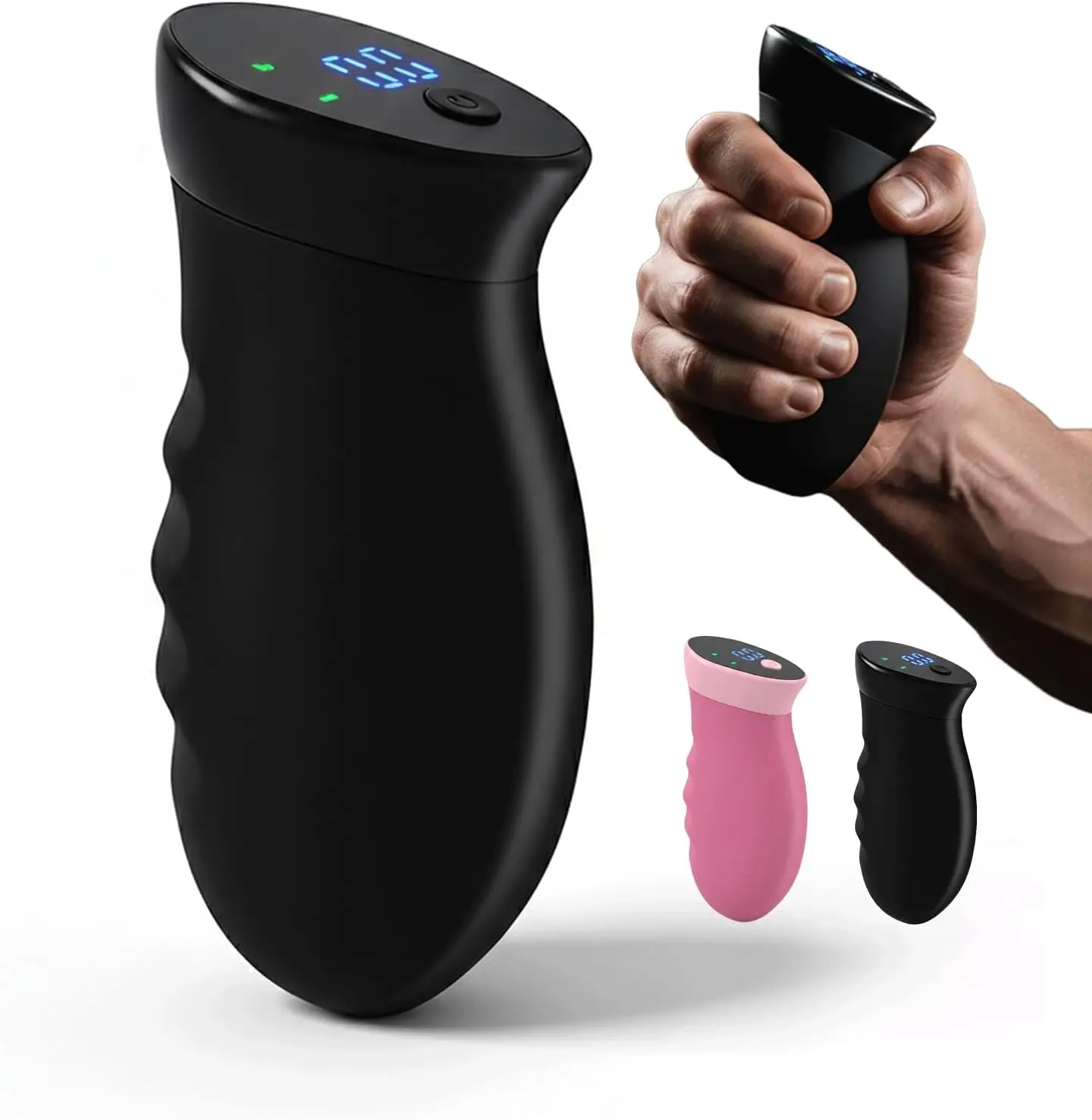 

Домашний тренажер для рук, цифровой тренажер для развития силы хвата, 0–440 фунтов, отображение в реальном времени, перезаряжаемый через USB-C