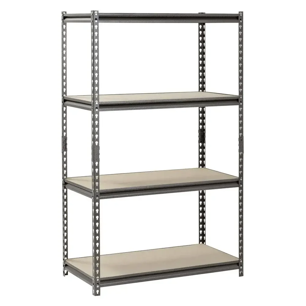 4-Shelf Steel Freestanding Storage Shelves 36x18x60 Silver/Black Adjustable 2000 lb. Capacity Industrial-Grade Construction